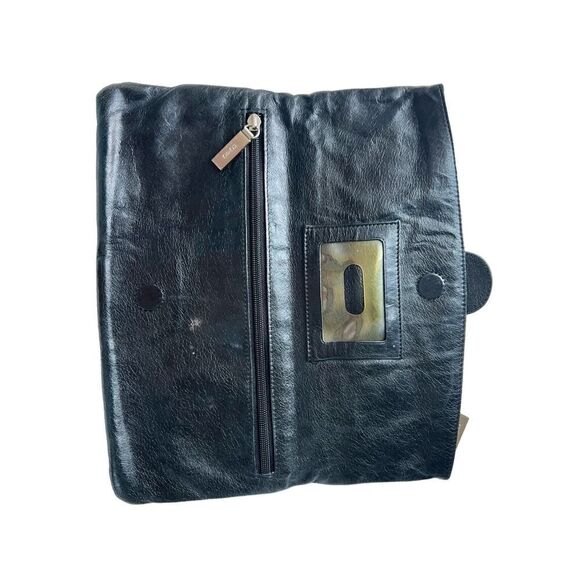 HOBO International Black Leather Foldover Clutch Wallet - Picture 5 of 7